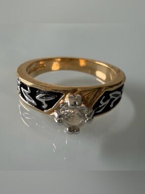 14k HGE Gold with Black Accent Solitaire Ring